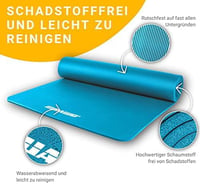 Muawo Prémium Fitness Matrac - Extra Vastag (1,5 cm) és Hosszú (190 cm) Csúszásmentes Jóga és Tornaszőnyeg, Sötétkék, NBR Habból,  5