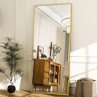 Koonmi 171x76 cm Álló Tükör - Arany Alumínium Kerettel, Teljes Alakos Fali Tükör Nappaliba és Hálószobába, Minimál Stílusú Nagyméretű Tükörl 6