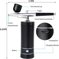 Awsuc Vezeték Nélküli Airbrush Készlet Kompresszorral - Hordozható, Újratölthető Festékszóró Körömdíszítéshez és Modellezéshez, USB Töltés,  8
