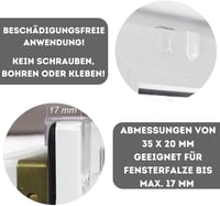 De-Plastik Átlátszó Ablakakasztó Szett - 20 db Műanyag Dekorációs Kampó Ablakokhoz, Max 17 mm Kerethez, Fúrás Nélkül 5