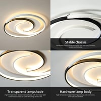 minifair Modern LED Mennyezeti Lámpa 36W 50cm - Távirányítós, Geometrikus Kerek Fekete-Fehér, Fényerőszabályozható, Nappaliba, Hálószobába,  5