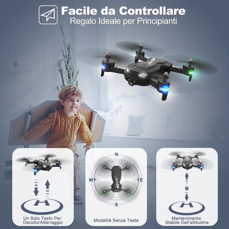 Wipkviey T26 Összecsukható Drón 1080P HD Kamerával - Kezdőknek FPV Élő Képátvitellel, 2 Akkumulátorral és Hordtáskával, Egyérintéses Fel- és