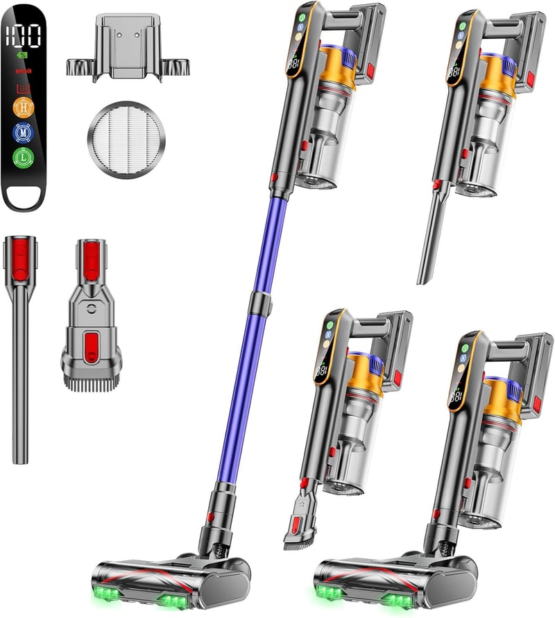 AOLOKO X15 Vezeték Nélküli Porszívó 50000Pa/580W, 70 Perces Üzemidő, 1,8L Portartály, HEPA Szűrő, LED Világítás, Fali Töltőállomás
