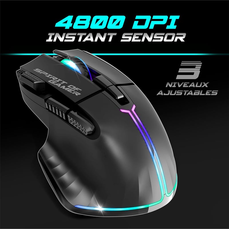 SPIRIT OF GAMER Ultimate 600 RGB vezeték nélküli gamer billentyűzet és egér szett - félmechanikus, 120 órás üzemidő, PC/PS4/PS5/Xbox kompati
