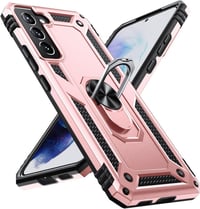 Samsung Galaxy S22 Ütésálló Tok Rózsaszín Arany Gyűrűvel - Katonai Védelem 1
