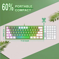 Redragon Mini 60% RGB Gamer Billentyűzet, Zöld-Fehér, QWERTY, PC/Mac 3