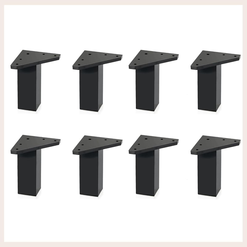 Kukicu Bútorlábak - 8 db Fekete Négyzet Profilú (40x40 mm) Bútorláb Szett - 8 cm Magas - Csavarokkal - Modern Stílusú - 200 kg Teherbírás
