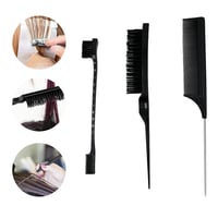 Set de 3 perii și piepteni de coafat pentru frizeri/coafori - negru 1