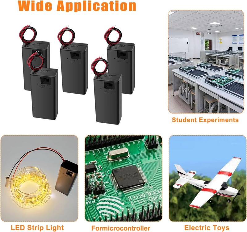 KUOQIY 5db 9V Elemtartó Kapcsolóval - Arduino Projektekhez, Elektromos Játékokhoz - Zárt Ház, Csavarhúzóval és Csavarokkal
