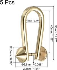 Arany színű 50 mm-es D-gyűrű csatok pénztárcához, táskához - 5 db 2