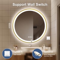 STARLEAD 60 cm Kerek Fürdőszobai Tükör LED Világítással, Bluetooth Hangszórókkal, Páramentesítő Funkcióval, 3 Színhőmérséklettel, IP44 Arany 8