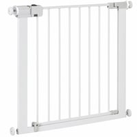 Bezpečnostná zábrana na schody Safety 1st SecureTech, biela, upevnenie bez vŕtania, 73 – 80 cm (max. 136 cm), otváranie jednou rukou, dvojité zamykanie, neúplné balenie 1