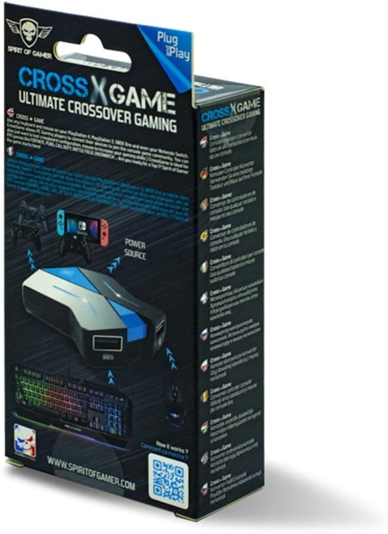 SPIRIT OF GAMER CrossGame 1 Billentyűzet-Egér Adapter PS4/PS3/Switch/Xbox Konzolokhoz - Kék USB Konverter FPS Játékokhoz