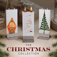 Flatyz Karácsonyi Lapos Díszgyertya - Kézműves, Szagtalan, Zöld-Piros 6