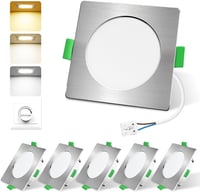 ALUSSO LED Süllyesztett Mennyezeti Spotlámpák, Fényerőszabályozható, 3 Színhőmérséklet, IP44 Vízálló, Fürdőszobába, Konyhába, 6 db Szett 1