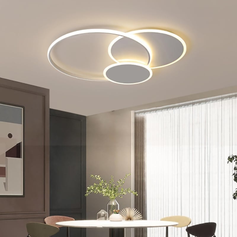 LXJCSM Modern Kerek LED Mennyezeti Lámpa 39W, 52cm, Fehér, Szabályozható 3000K-6000K, Távirányítós, 3400 Lumen, Nappali, Hálószoba, Gyereksz