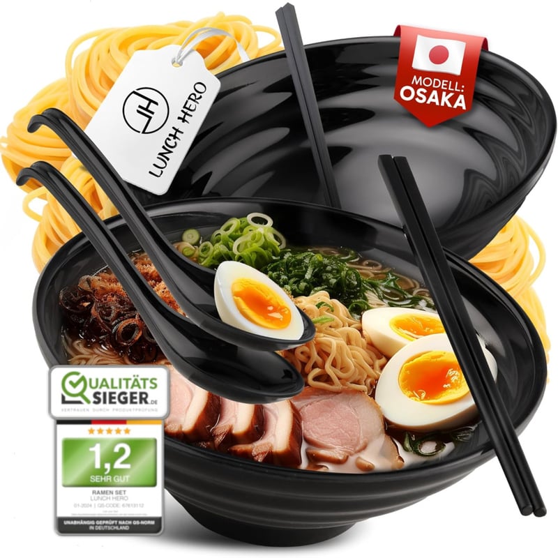 LunchHero Ramen Tál Szett 2 db 900 ml Melamin Japán Leveses Tányér