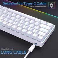 Dierya DK61se Kompakt Mechanikus Gamer Billentyűzet, 61 Gombos, Lineáris Red Switch, Anti-Ghosting, Ergonomikus, USB-C, Fehér 6