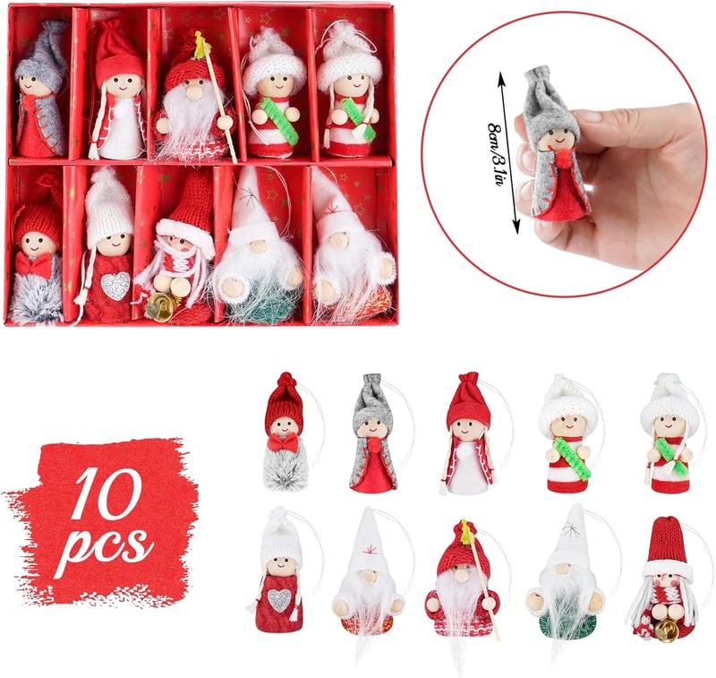 ilauke 8 db Skandináv Karácsonyi Manó Plüss Függődísz Szett