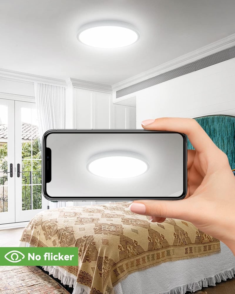 zemty 24W LED Mennyezeti Lámpa, 22cm Kerek, 2100 Lumen, 3 Színhőmérséklet (3000K/4500K/6000K), Ultravékony Modern Világítás Fürdőszobába, Ko