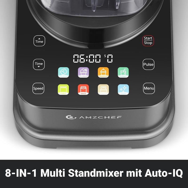 AMZCHEF 8 az 1-ben Multifunkciós Turmixgép 2000W | LCD Érintőképernyős Konyhai Mixer 2L Tartállyal | 8 Intelligens Program és 10 Sebességfok
