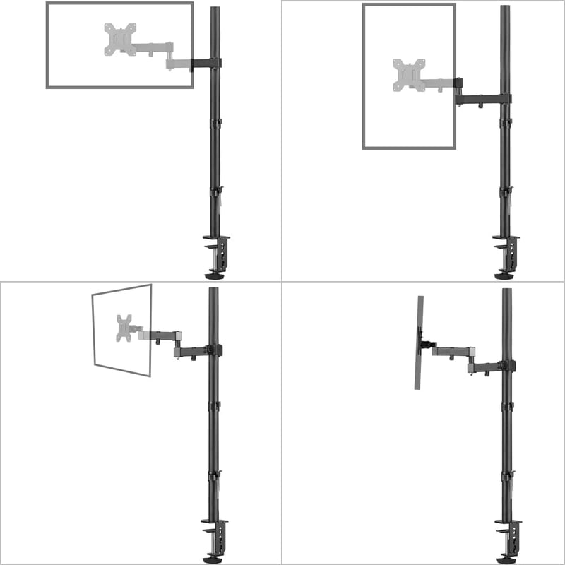 Bracwiser Állítható Monitorkar - 800mm Magas Asztali Monitortartó 13-32" Képernyőkhöz - VESA 75/100 Kompatibilis - Fekete Acél Konzol
