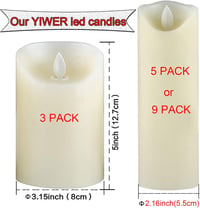 YIWER LED gyertyák szett - 3 db valódi viasz, távirányítós, időzíthető, elefántcsont 6