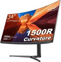 Prechen 34" Ívelt WQHD Gamer Monitor, 165Hz, 1500R, 3440×1440, HDR10, FreeSync/G-Sync, DisplayPort+HDMI, Állítható Magasság, Fekete 1