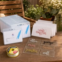 Set za organizaciju događaja: 50x držač kartica + 50x stolna kartica + 50x akrilni stalak + 100m nit 1