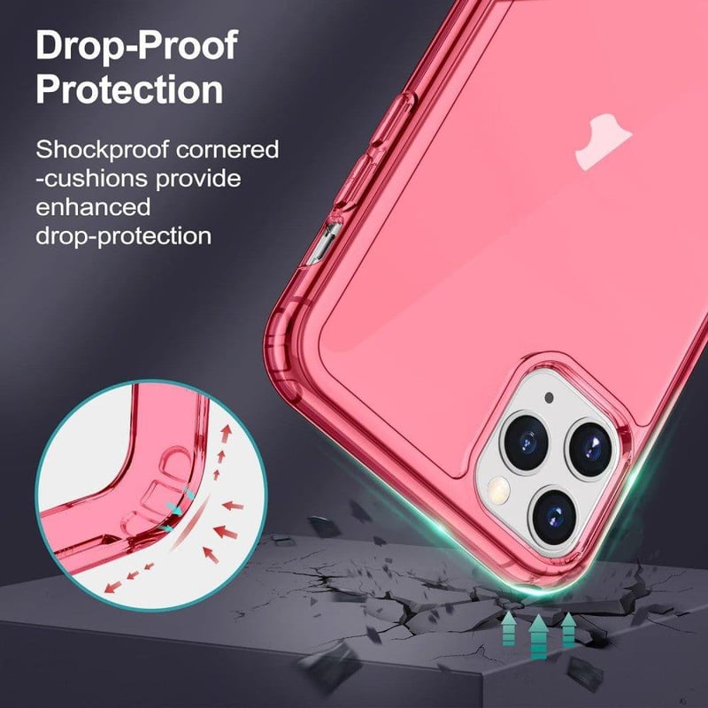 Apple iPhone 11 Pro Max Piros Áttetsző Szilikon Tok Beépített Állvánnyal