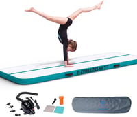 HOEXISUP Felfújható Tornaszőnyeg 4 méteres - Kék PVC Edzőmatrac Fitness Gyakorlatokhoz, Otthoni Edzéshez 1