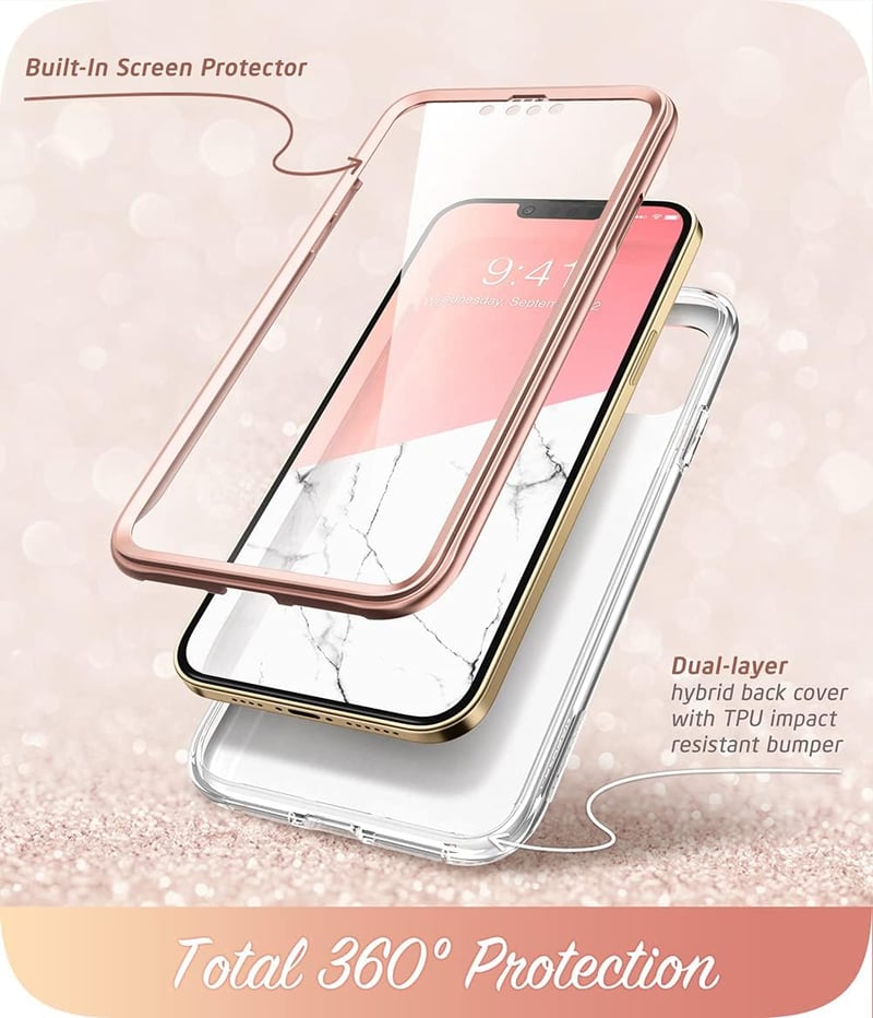 Apple iPhone 13 Pro Átlátszó-Rózsaszín Pillangós Szilikon Tok Kijelzővédővel
