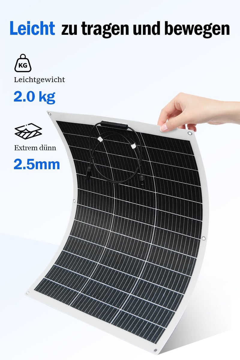 ECO-WORTHY 260W Flexibilis Napelem (2x130W) - Üvegszálas, 12BB Monokristályos, 23% Hatásfokú - Erkélyre, Lakóautóra, Hajóra, Kempingezéshez,