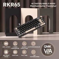 RK ROYAL KLUDGE R65 Mechanikus Gamer Billentyűzet - 60% Kompakt, Vezeték Nélküli, RGB, PBT Keycaps, QWERTZ, Hot Swap Linear Switches, 3 Csat 2