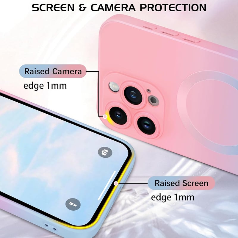 iPhone 15 Pro Max MagSafe Mágneses Tok - Rózsaszín-Kék Színátmenetes Védőtok Nőknek