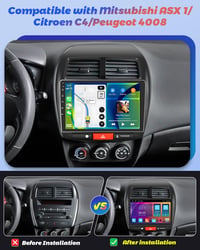 Hikity [2+64GB] Android 13 Autórádió 10.1" Érintőképernyővel - Vezeték Nélküli CarPlay, GPS, Bluetooth, WiFi - Mitsubishi ASX, Citroen C4, P 2