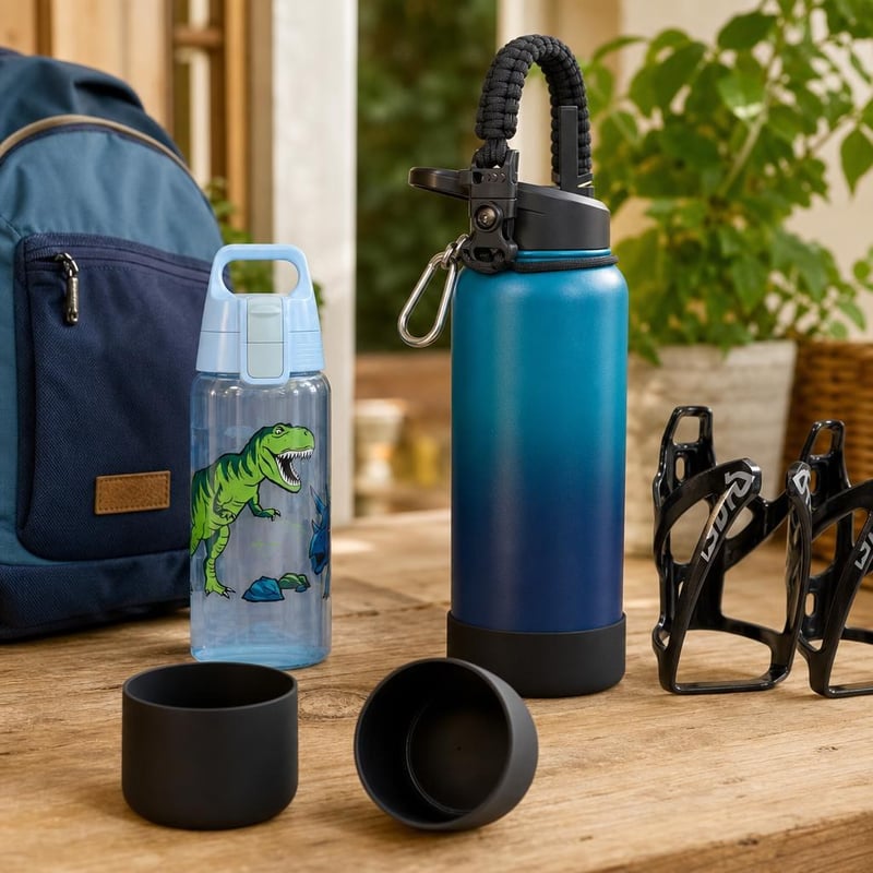 Pachet Hidratare Școală: 0,5l bidon + 946ml termos + 2 suporturi + 2 protecții silicon