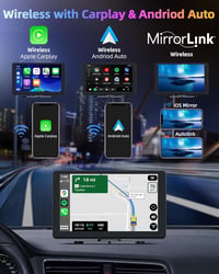 Jansite 4K Apple CarPlay Android Autós Kijelző 9" Vezeték Nélküli, Menetrögzítővel, Tolatókamerával, Bluetooth, Siri, 64GB TF Kártya Támogat 2