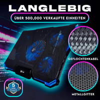 KLIM Cyclone Laptop Hűtő és Állvány - 5 Ventilátoros Hűtőpad Túlmelegedés Ellen - Kompatibilis PC, PS4, Xbox One, 11-19" Laptopokkal - Kék 7