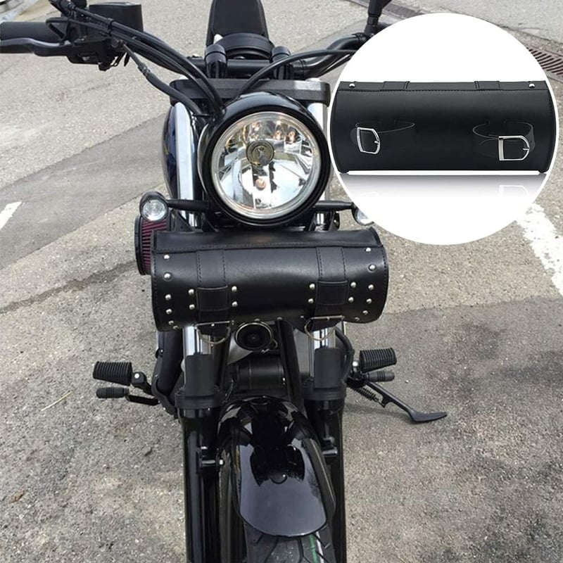 Univerzális Motoros Szerszámtáska - Vízálló Fekete PU Bőr, 2 Pántos