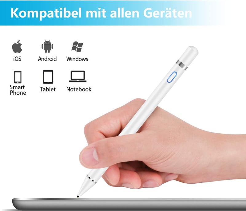 Mixoo 1,5 mm-es újratölthető érintőceruza iPad és okoseszközökhöz - Fehér