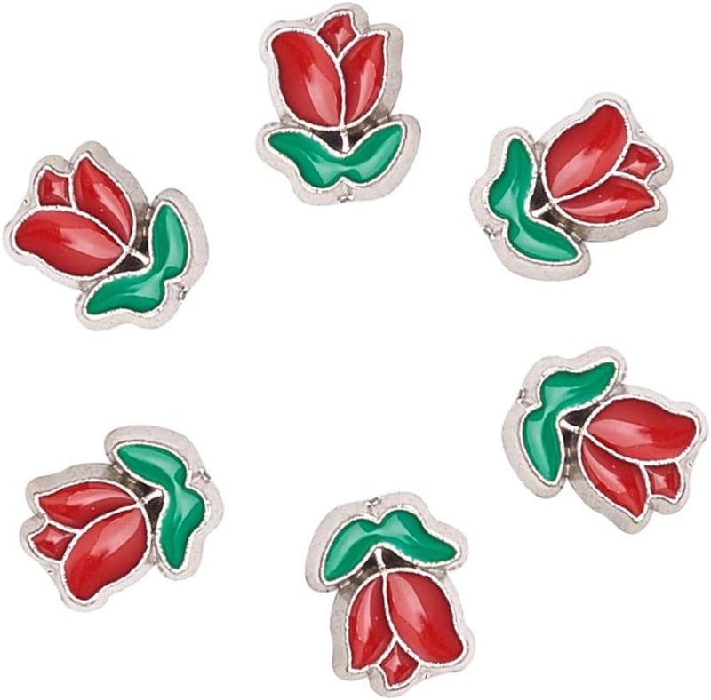 Airssory 20db Zománcozott Tulipán Gyöngy Ékszerkészítéshez 7x6mm