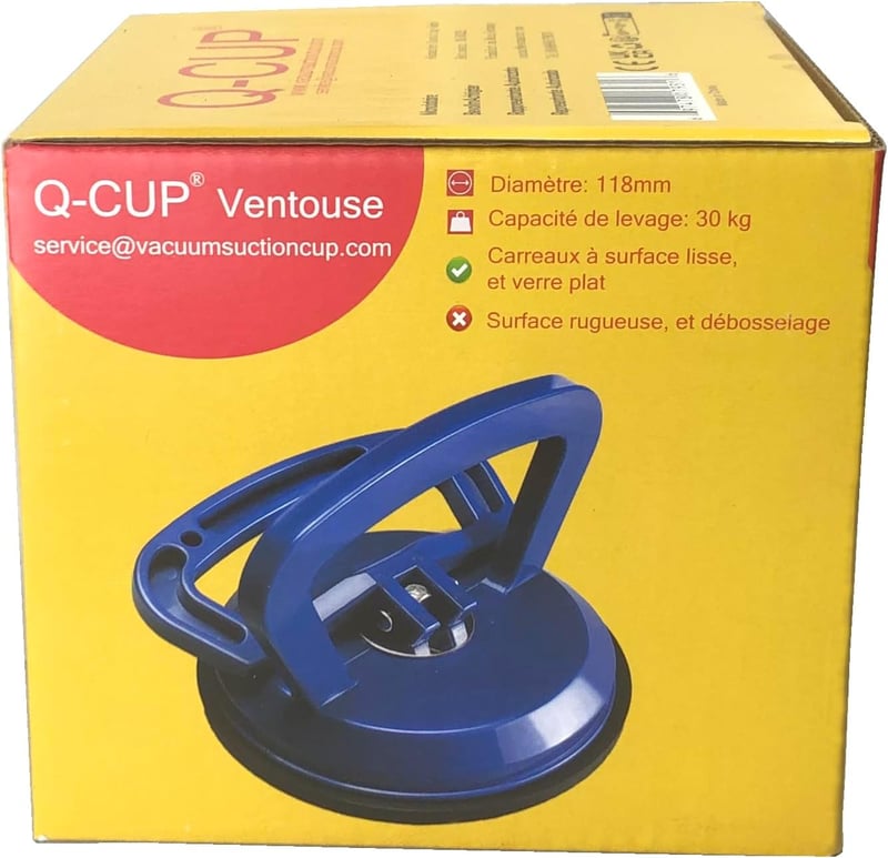 Q-CUP Üveg Tapadókorong 30 kg Teherbírással - Kék Szívókorong Üveglapokhoz, Csempéhez - 118 mm Átmérőjű Professzionális Emelőeszköz
