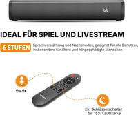 Wohome 16" 2.1 Bluetooth Soundbar TV Hangszóró - 3 EQ Mód, 6 Fokozatú Beszédjavítás, Többféle Csatlakozás TV/PC/Projektor/Telefon Eszközökhö 3