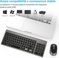 Olasz QWERTY vezeték nélküli billentyűzet és egér szett, ergonomikus, Windows/PC/Laptop 7