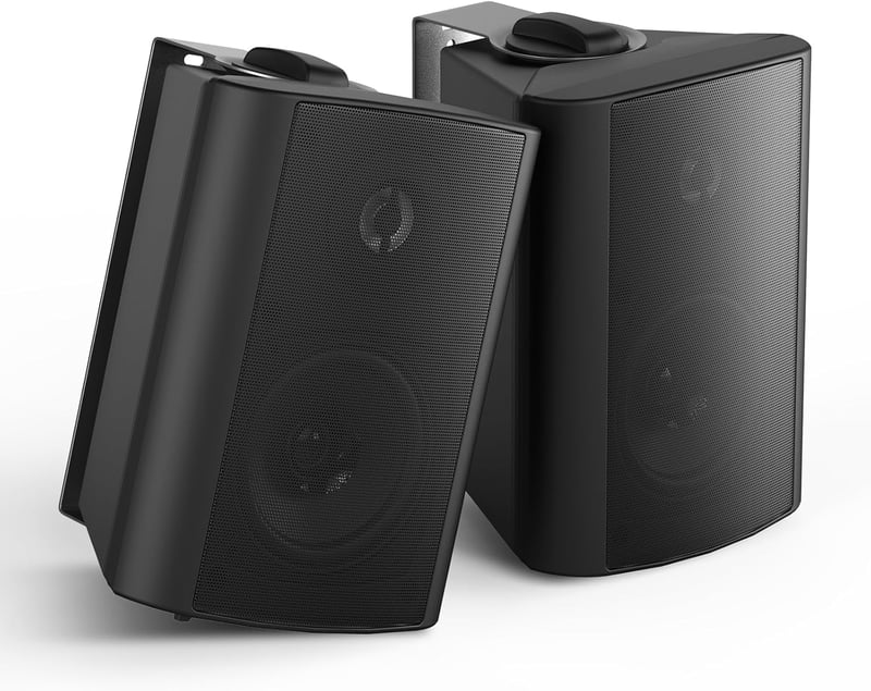 Herdio 5.25" Bluetooth Vízálló Kültéri Hangszóró - 200W Sztereó Hangzás, Beltéri-Kültéri Használat, Forgatható Fali Konzol, Fekete