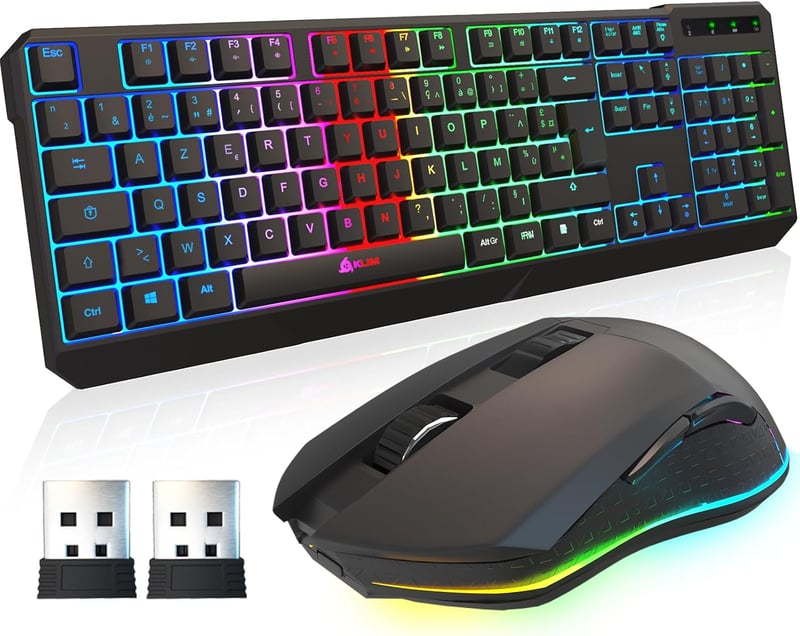KLIM Blaze & Chroma vezeték nélküli RGB gamer billentyűzet és egér szett - ergonomikus, tartós akkumulátor, PC/Mac/PS4/PS5 kompatibilis