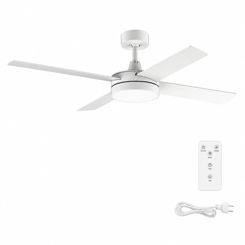 Ventilator de tavan Cecotec EnergySilence Aero 5200 White Line — defect, funcționează parțial: capacul lămpii este crăpat (stare: vezi a doua fotografie)