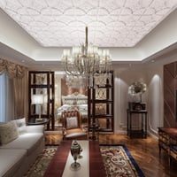Art3d 3D Mennyezeti Panel Csomag - 12 db Klasszikus Fehér Fali Burkolat, 24" x 24", 4.5m² Öntapadós PVC Dekoráció 6