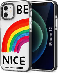 iPhone 12 Átlátszó Szilikon Tok "Be Nice" Felirattal és Szivárvány Mintával 1